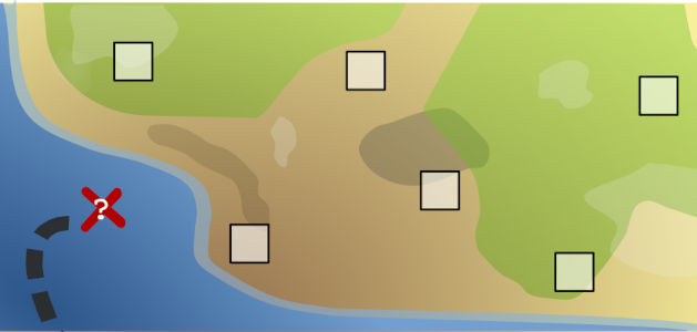 image of adventure map with options for finding treasure
